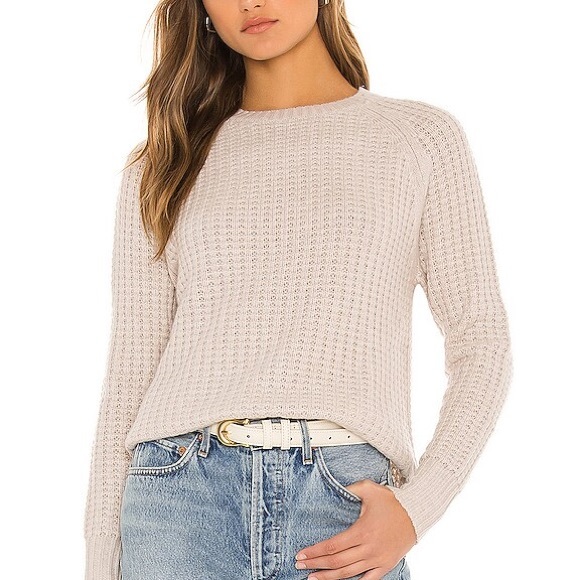 Autumn Cashmere Sweaters - Autumn Cashmere 6 Ply Shirttail Thermal Crew in Mojave